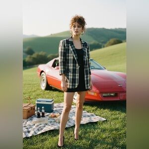 Requirements Vintage checked 80s jacket